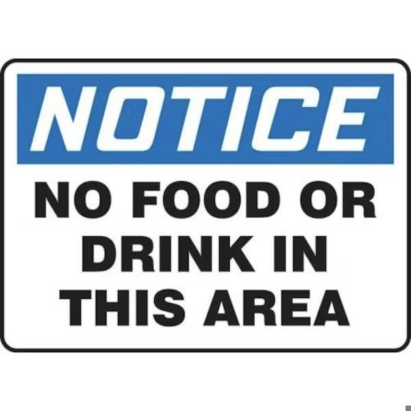 Accuform No Food Or Drink In This Area, Plastic, 7 in x 10 in, Mounting Holes FRMHSK801VP - main